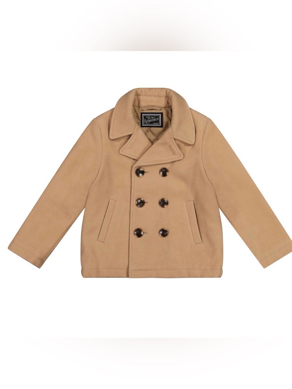 NWT S. Rothschild Kids Camel Peacoat Tan Double-Breasted Jacket, Size 5/6